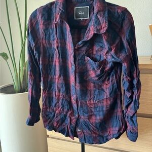 Red and Blue Plaid Button-Up Shirt